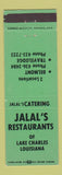 Matchbook Cover - Jalal's Restaurants Lake Charles LA