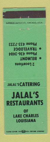 Matchbook Cover - Jalal's Restaurants Lake Charles LA