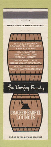 Matchbook Cover - Cracker Barrel Lounges Manchester Hampton NH Portland ME