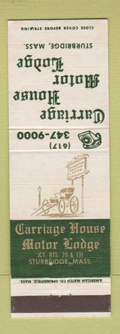 Matchbook Cover - Carriage House Motor Lodge Sturbridge MA