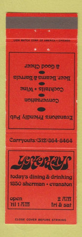 Matchbook Cover - Yesterdays Restaurant Evanston IL?
