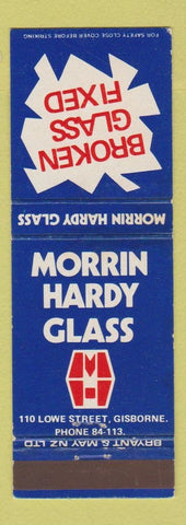 Matchbook Cover - Morrin Hardy Glass Gisborne New Zealand