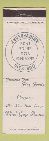 Matchbook Cover - Caesar's Restaurant Wind Gap PA WEAR