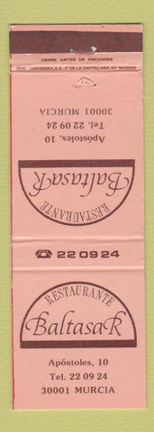 Matchbook Cover - Restaurnt Baltasar Murcia Spain