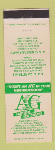 Matchbook Cover - A&G Cafeterias New Orleans LA