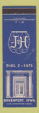 Matchbook Cover - Hill & Fredericks Mortuary Davenport IA