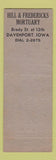 Matchbook Cover - Hill & Fredericks Mortuary Davenport IA