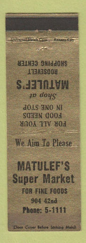 Matchbook Cover - Matulef's Super Market Grocery WEAR