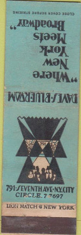 Matchbook Cover - Daves Blue Room New York City 30s WEAR