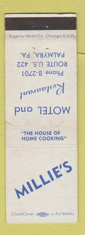Matchbook Cover - Mille's Motel Restaurant Palmyra PA WEAR