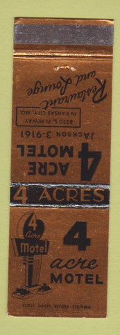 Matchbook Cover - 4 Acre Motel Kansas City MO
