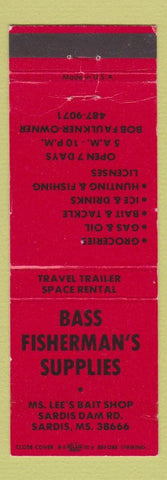 Matchbook Cover - Bass Fisherman's Supply Sardis MS