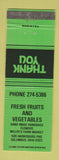 Matchbook Cover - Fresh Fruit Vegetables Columbus OH