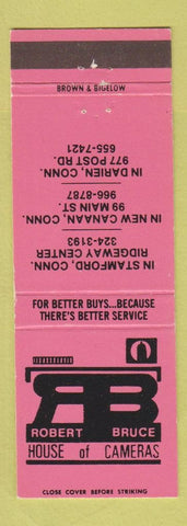Matchbook Cover - Robert Bruce Cameras Stamford New Canaan Darien CT PINK