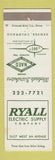 Matchbook Cover - Ryall Electric Supply Denver Colorado