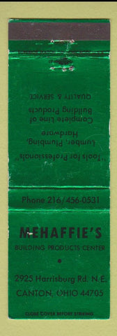 Matchbook Cover - Mehaffie's Building Products Canton OH
