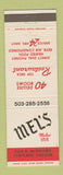 Matchbook Cover - Mel's Motor Inn Portland OR restaurant