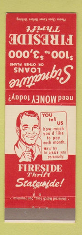 Matchbook Cover - Fireside Thrift Northern CA CHAIN California