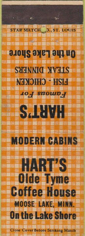Matchbook Cover - Hart's Colffee House Moose Lake MN Star
