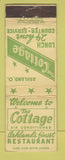 Matchbook Cover - The Cottage Restaurant Ashland OH WEAR