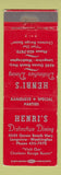 Matchbook Cover - Henri's Restaurant Longview WA WEAR