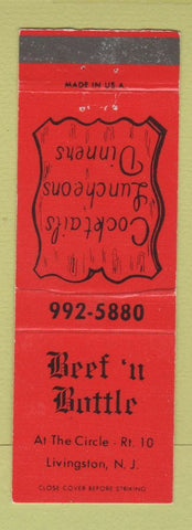 Matchbook Cover - Beef n Bottle Livingston NJ