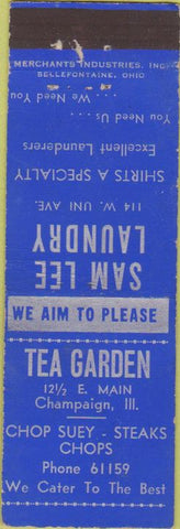Matchbook Cover - Tea Garden Sam Lee Laundry Champaign IL Merchants