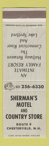 Matchbook Cover - Sherman's Motel Country Store Chesterfield NH
