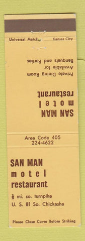 Matchbook Cover - San Man Motel Restaurant Chickasha OK