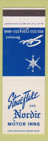 Matchbook Cover - Stowe Flake and Nordic Motor Inns Stowe VT