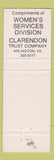 Matchbook Cover - Women's Services Division Clarendon Trust Arlington VA