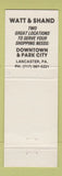 Matchbook Cover - Watt & Shand Stores Lancaster PA WEAR