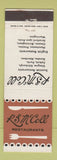 Matchbook Cover - RS McColl Restaurant Manchester Preston Chester Birmingham UK
