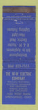 Matchbook Cover - WW Electric Company Springfield OH Westinghouse WEAR