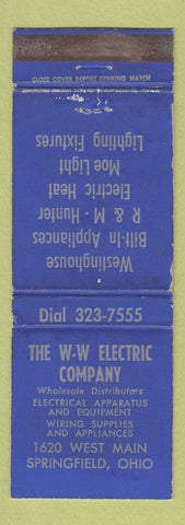 Matchbook Cover - WW Electric Company Springfield OH Westinghouse WEAR