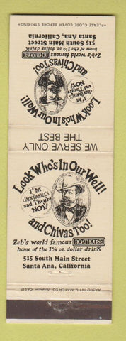 Matchbook Cover - Zeb's Boathouse Santa Ana CA
