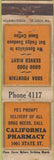 Matchbook Cover - California Pharmacy Star Match WORN