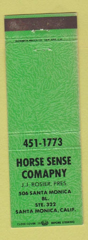 Matchbook Cover - Horse Sense Company Santa Monica CA GREEN