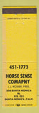 Matchbook Cover - Horse Sense Company Santa Monica CA YELLOW