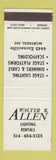 Matchbook Cover - Walter Allen Lighting Rentals Montreal QC