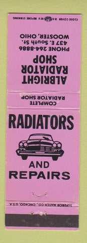 Matchbook Cover - Albright Radiator Shop Wooster OH PINK WEAR