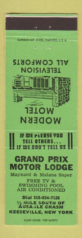 Matchbook Cover - Grand Prix Motor Lodge Keeseville NY