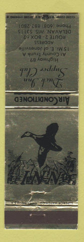 Matchbook Cover - Duck Inn Supper Club Delavan WI WEAR