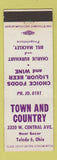 Matchbook Cover - Town and Country Restaurant Toledo OH