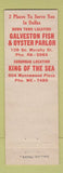 Matchbook Cover - Galveston Fish and Oyster Parlor Dallas TX