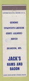 Matchbook Cover - Jack's Hams and Bacon Branson MO WRITING