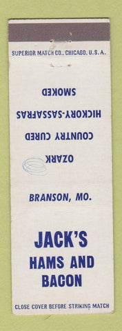 Matchbook Cover - Jack's Hams and Bacon Branson MO WRITING