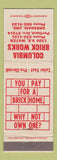 Matchbook Cover - Columbia Brick Works Gresham Portland OR