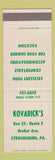 Matchbook Cover - Kovarick's Restaurant Stroudsburg PA
