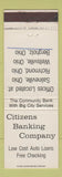 Matchbook Cover - Citizens Banking Salineville Richmond Wellsville Bergholz OH